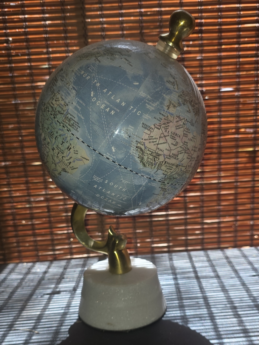 Brass-Accented Blue Globe Table Decor